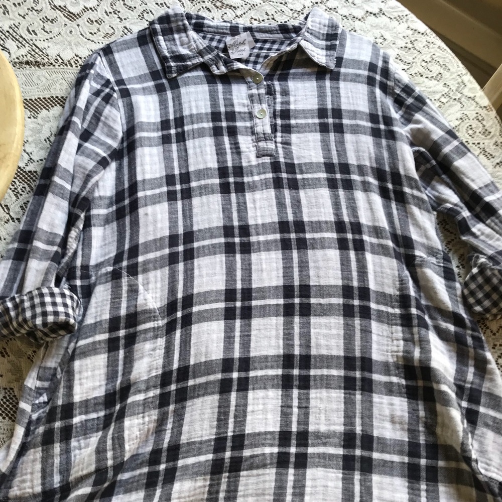 Match Point plaid roomy flannel shirt